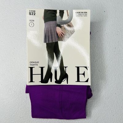 NWT Hue Opaque Tights Purple Dahlia Womens Size 1 No Control Top 1 Pair New